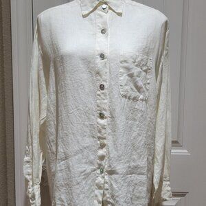 Bryn Walker Boyfriend Shirt Size MEDIUM Long Sleeve Button 100% Linen NWT $114